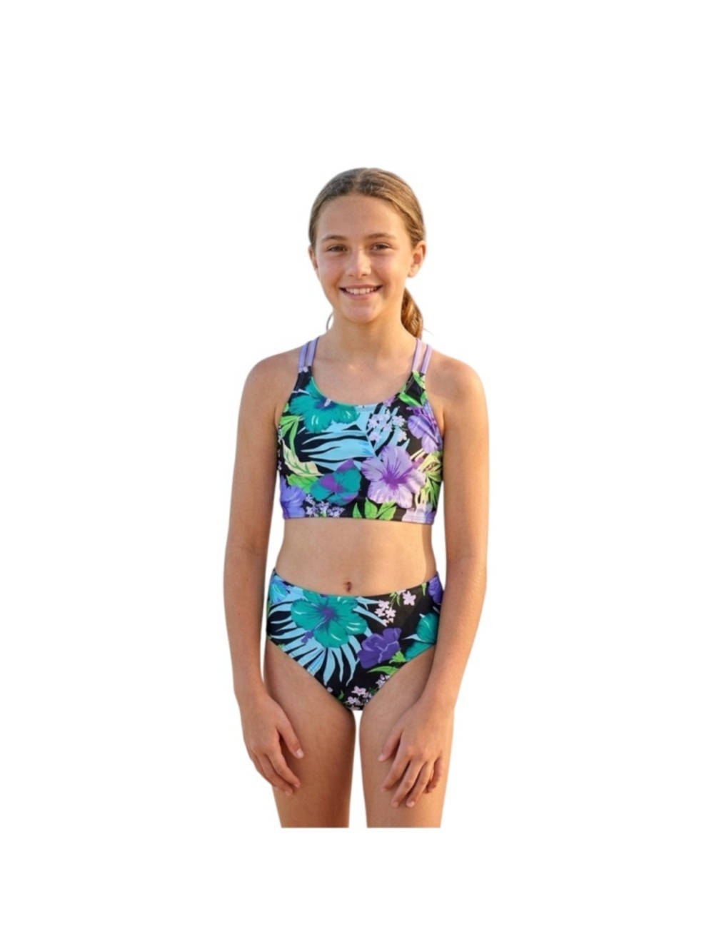 Kanu Surf Darcy Tropical Floral Bikini Set Girls Size 14 NWT